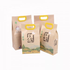 Цена на едро по поръчка на лого печат траен устойчив на влага размер 2,5 кг 5 кг крафт хартия опаковъчна торба